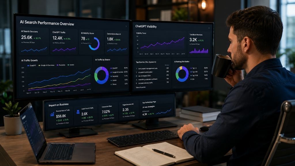 AI Search Visibility Performance Dashboard for ChatGPT SEO Metrics