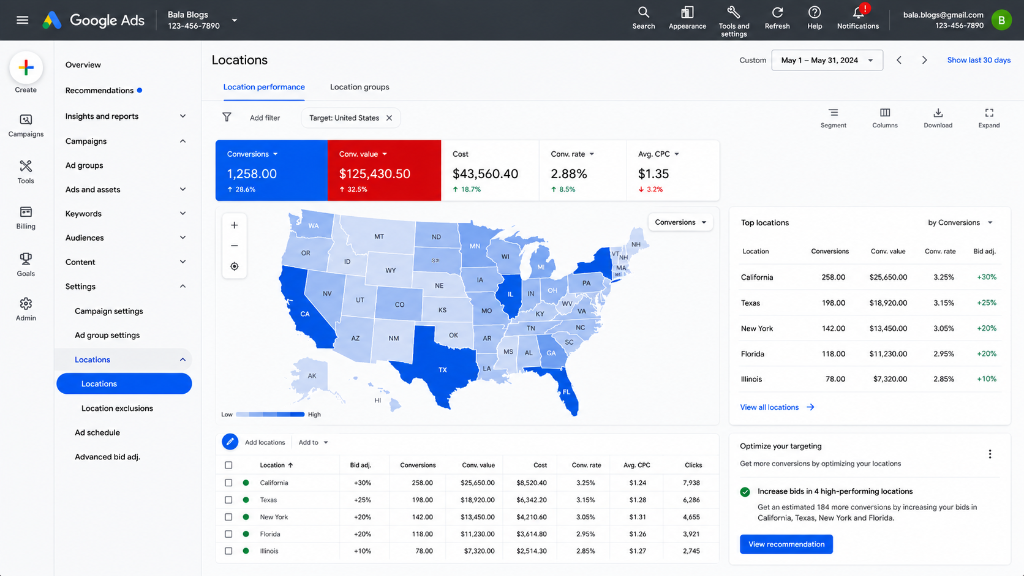 Google Ads Optimization: Optimize Geographic Targeting