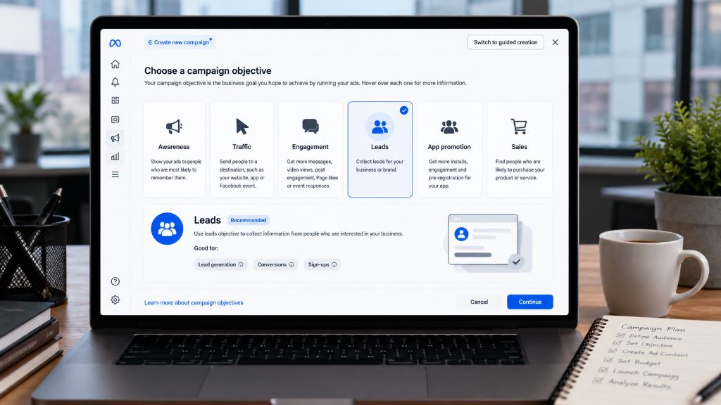 Choosing the Right Campaign Objective in Meta Ads Interface