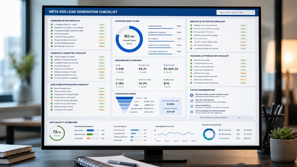 Meta Ads Lead Generation Checklist and Audit Score