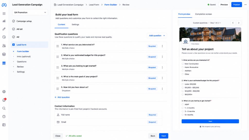 Add Qualification Questions to Filter Leads