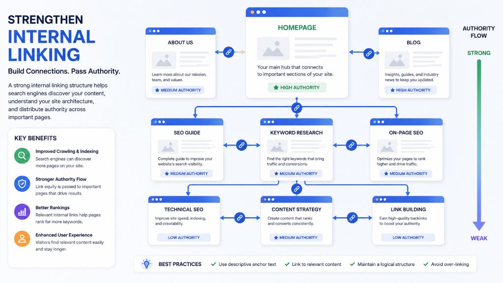 Strengthen Internal Linking: Site Architecture and Authority Flow for Domain Authority SEO