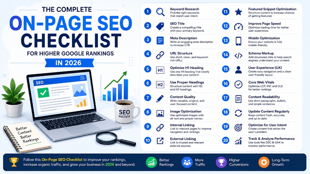 Complete On-Page SEO Checklist for Higher Google Rankings in 2026
